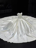 Classy Elegant Wedding Dress Ball Gown Strapless Satin Lace Long Wedding Dresses Bridal Gowns HZ1121