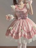 Sweet Ball Gown Lolita Outfits Short Sleeves Pink 18th Birthday Dress Lolita Summer Dress Birthday Outfits HZ1121