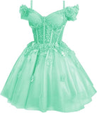 Modest Ball Gown Off The Shoulder Blush Pink Tulle Formal Homecoming Dresses 8th Grad Dance Graduation Dress Short Hoco Dresses HZ1121
