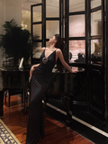 Sexy Mermaid Black Spaghetti Straps Satin 21st Birthday Dress Party Gown Birthday Outfits Birthday Dress Ideas For Women HZ1121