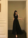 Sexy A Line Halter Black Sleeveless Prom Dresses Party Dress Summer Birthday Outfits 18th Birthday Dresses HZ1121