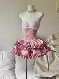 Cute Ball Gown Strapless Pink Party Dresses Short Formal Homecoming Dresses Night Chic Elegant Short Dresses Cocktail Dress 16th Birthday Outfits Hoco Dresses HZ1121