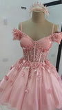 Modest Ball Gown Off The Shoulder Blush Pink Tulle Formal Homecoming Dresses 8th Grad Dance Graduation Dress Short Hoco Dresses HZ1121