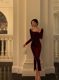 Sexy Sheath Long Sleeves Burgundy 21st Birthday Dress Party Gown Birthday Outfits Birthday Dress Ideas For Women HZ1121