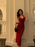 Sexy Sheath Halter Red Sleeveless Prom Dresses Party Dress Summer Birthday Outfits Birthday Dresses HZ1121