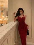 Sexy Sheath Halter Red Sleeveless Prom Dresses Party Dress Summer Birthday Outfits Birthday Dresses HZ1121