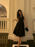Sexy A Line Halter Black Sleeveless Prom Dresses Party Dress Summer Birthday Outfits Birthday Dresses HZ1121