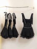 Cute A Line Straps Little Black Dress Party Dresses Short Formal Homecoming Dresses Night Chic Elegant Short Dresses Cocktail Dress 16th Birthday Outfits Tulle Hoco Dresses HZ1121