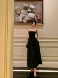 Sexy A Line Strapless Black Sleeveless Prom Dresses Party Dress Summer Birthday Outfits 18th Birthday Dresses HZ1121