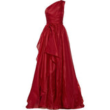 Gorgeous A line One Shoulder Red Chiffon Birthday Dress Prom Dress Graduation Dresses HZ1121