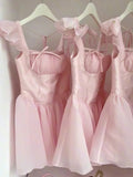 Simple A Line Square Neck Pink Short Formal Homecoming Dresses Party Graduation Dress Dance Hoco Dresses HZ1121