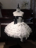 Vintage Ball Gown White Tulle Lace Spaghetti Straps Short Lolita Outfits 18th Birthday Dress Mini Cute Lolita Dress HZ1121