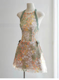 Pretty A Line Halter Green Lace Short Mini Formal 8th Grade Homecoming Dresses Summer Middle School Hoco Dress Homecoming Outfits HZ1121