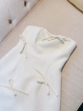 Cute A Line Strapless White Satin Formal 8th Grade Homecoming Dresses Summer Middle School Hoco Dress Homecoming Outfits HZ1121