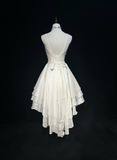 Vintage Bridal Gown 1960s High Low Scoop Sleeveless Pleated Bow-knot Beads White Short Wedding Dresses Elegant Bridal Gowns HZ1121