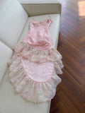 Cute High Low Spaghetti Straps Pink Lace Formal 8th Grade Homecoming Dresses Summer Middle School Hoco Dress Homecoming Outfits HZ1121