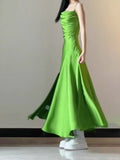 Elegant Mermaid Spaghetti Straps Green Slit Long Prom Dresses Party Dress Summer 22th Birthday Outfits 18th Birthday Dresses HZ1121