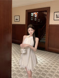 Sexy A line Halter Chiffon White Mini Short Formal 8th Grade Homecoming Dresses Summer Middle School Hoco Dress Homecoming Outfits Birthday Outfit HZ1121