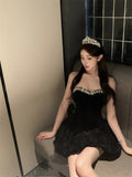 Cute Ball Gown Sweetheart Black Velvet Mini Short Formal 8th Grade Homecoming Dresses Summer Middle School Hoco Dress Homecoming Outfits HZ1121