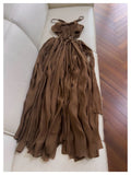 Elegant A Line Halter Brown Chiffon Sleeveless Long Evening Party Gowns Evening Formal Dresses Prom Dress HZ1121