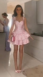 Sexy Ball Gown Sweetheart Satin Pink Mini Short Formal 8th Grade Homecoming Dresses Summer Middle School Hoco Dress Birthday Outfits HZ1121