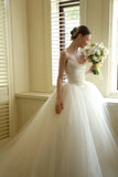 Pretty Wedding Dress Ball Gown Strapless Tulle Long Satin White Wedding Dresses Bridal Gowns Brides Gown HZ1121