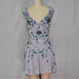 Vintage A line V Neck Light Gray Chiffon Formal 8th Grade Homecoming Dress Summer Middle School Hoco Dresses Birthday Outfits HZ1121