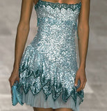 Cute A line Spaghetti Straps Blue Sequin Mini Short Formal 8th Grade Homecoming Dresses Summer Middle School Hoco Dress Homecoming Outfits 20th Birthday Outfit HZ1121