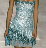 Cute A line Spaghetti Straps Blue Sequin Mini Short Formal 8th Grade Homecoming Dresses Summer Middle School Hoco Dress Homecoming Outfits 20th Birthday Outfit HZ1121