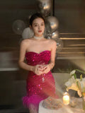Cute Sheath Sweetheart Dragon Fruit Color Sequin Mini Short Formal 8th Grade Homecoming Dresses Summer Middle School Hoco Dress Homecoming Outfits HZ1121