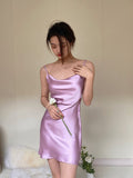 Simple Sheath Spaghetti Straps Lilac Satin Mini Short Formal 8th Grade Homecoming Dresses Summer Middle School Hoco Dress Homecoming Outfits HZ1121