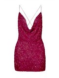 Cute Sheath Spaghetti Straps Pink Sequin Mini Short Formal 8th Grade Homecoming Dresses Summer Middle School Hoco Dress Homecoming Outfits HZ1121
