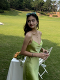 Cute Sheath Spaghetti Straps Sage Green Satin Mini Short Formal 8th Grade Homecoming Dresses Summer Middle School Hoco Dress Birthday Outfits HZ1121