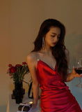 Sexy Sheath Spaghetti Straps Red Satin Mini Short Formal 8th Grade Homecoming Dresses Summer Middle School Hoco Dress Birthday Outfits HZ1121