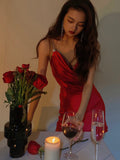 Sexy Sheath Spaghetti Straps Red Satin Mini Short Formal 8th Grade Homecoming Dresses Summer Middle School Hoco Dress Birthday Outfits HZ1121