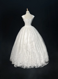 Vintage Bridal Gown Ball Gown Square Neck Sleeveless Tulle Lace Long White 70s Wedding Dresses Elegant Bridal Gowns HZ1121