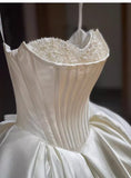 Pretty Wedding Dress Ball Gown Sweetheart White Long Satin Wedding Dresses Bridal Gowns Brides Gown HZ1121