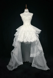 Unique Bridal Gown High Low Spaghetti Straps Lace Sleeveless White 50s Wedding Dresses Modest Bridal Gowns HZ1121