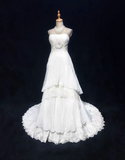 Unique Bridal Gown A Line Spaghetti Straps Lace Tulle Sleeveless White 50s Wedding Dresses Modest Bridal Gowns HZ1121