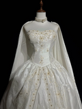 Unique Bridal Gown Ball Gown Sweetheart Appliques Lace Sleeveless White 50s Wedding Dresses Vintage Bridal Gowns HZ1121