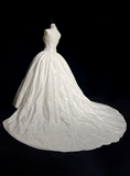 Unique Bridal Gown Ball Gown Sweetheart Appliques Lace Sleeveless White 50s Wedding Dresses Vintage Bridal Gowns HZ1121