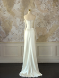 Modest Bridal Gown Mermaid Off The Shoulder Ivory Long Sleeves Satin Lace Wedding Dresses Elegant Bridal Gowns HZ1121