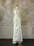Modest Bridal Gown Mermaid Off The Shoulder Ivory Long Sleeves Satin Lace Wedding Dresses Elegant Bridal Gowns HZ1121