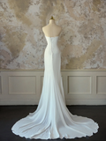 Modest Bridal Gown Mermaid Sweetheart Sleeveless Chiffon Long White Wedding Dresses Elegant Bridal Gowns HZ1121