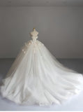 Pretty Wedding Dress Ball Gown Strapless White Long Tulle Wedding Dresses Bridal Gowns Brides Gown HZ1121