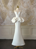 Modest Bridal Gown Mermaid Sweetheart Sleeveless Satin Long Ivory Wedding Dresses Elegant Bridal Gowns HZ1121