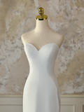Modest Bridal Gown Mermaid Sweetheart Sleeveless Satin Long White Lace Wedding Dresses Elegant Bridal Gowns HZ1121