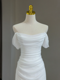 Modest Bridal Gown Sheath Off The Shoulder With Short Sleeves Tulle Wedding Dresses Elegant Brides Gowns HZ1121