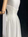 Unique Bridal Gown A Line Spaghetti Straps Chiffon Long White 50s Wedding Dresses Vintage Bridal Gowns HZ1121