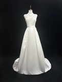 Unique Bridal Gown Ball Gown Square Neck Long White Satin 70s Wedding Dresses Vintage Bridal Gowns HZ1121